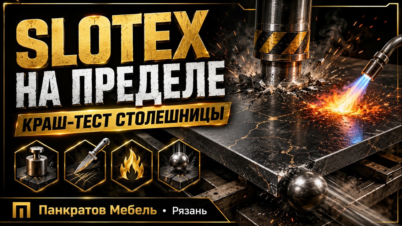 Краш тест столешницы Slotex SolidTop