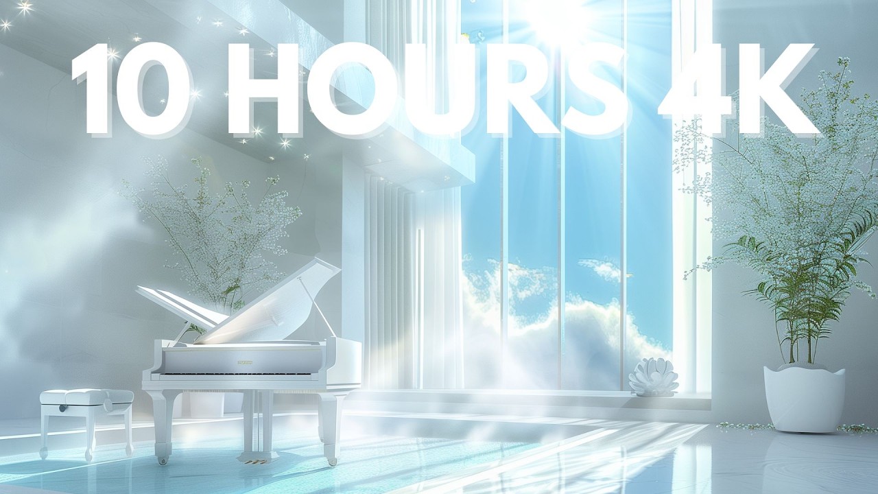 HEAVENLY PIANO SPA: 10 Hours Luxury White Space Ambience 🎹✨ [4K]