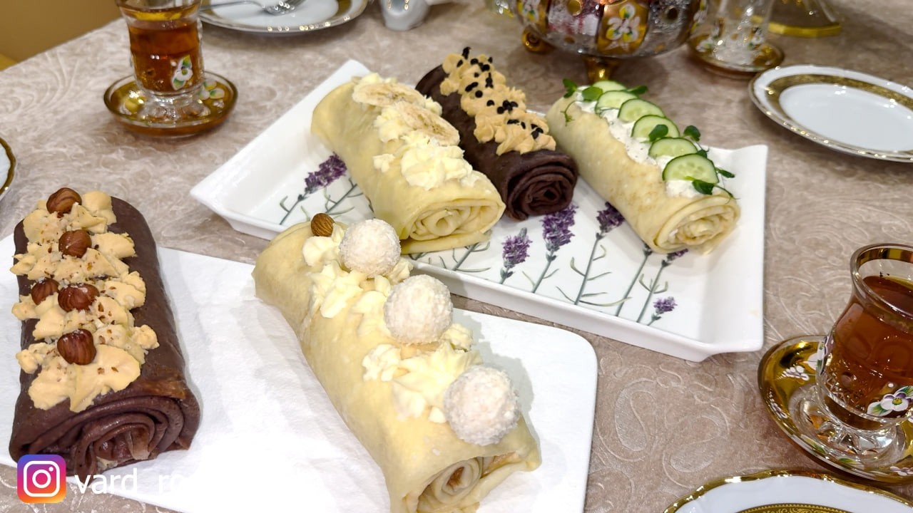 Блинные Рулеты — 🥥 Рафаэлло — 🍌 Банановый — 🌰Сникерс — 🍫 Шоколадный — 🧀 Солёный рулет!)