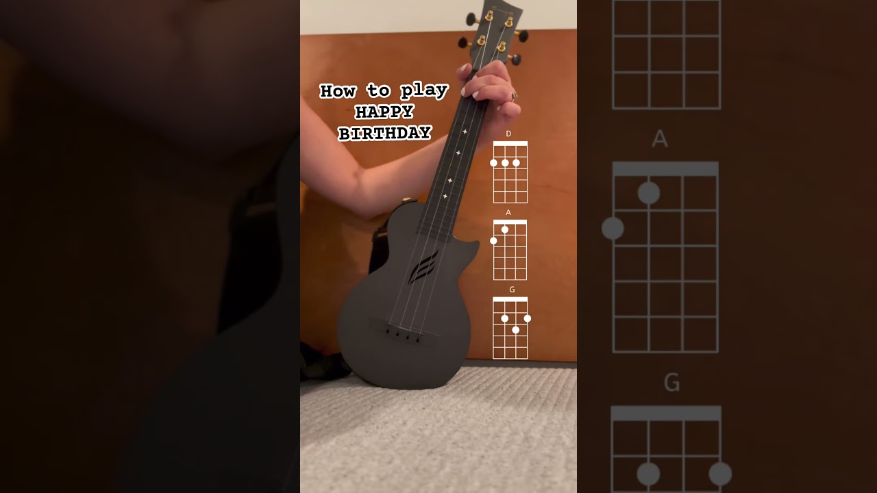 Happy Birthday on ukulele EASY CHORDS! D/ A / A / D / D / G / A / D 🎶 Subscribe & learn easy uke!