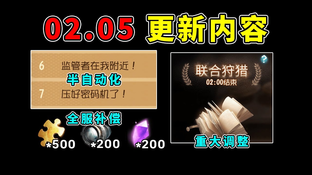 第五人格：快捷发言半自动化！联合狩猎重大调整！周四更新内容汇总！【小砸墨】Identity V
