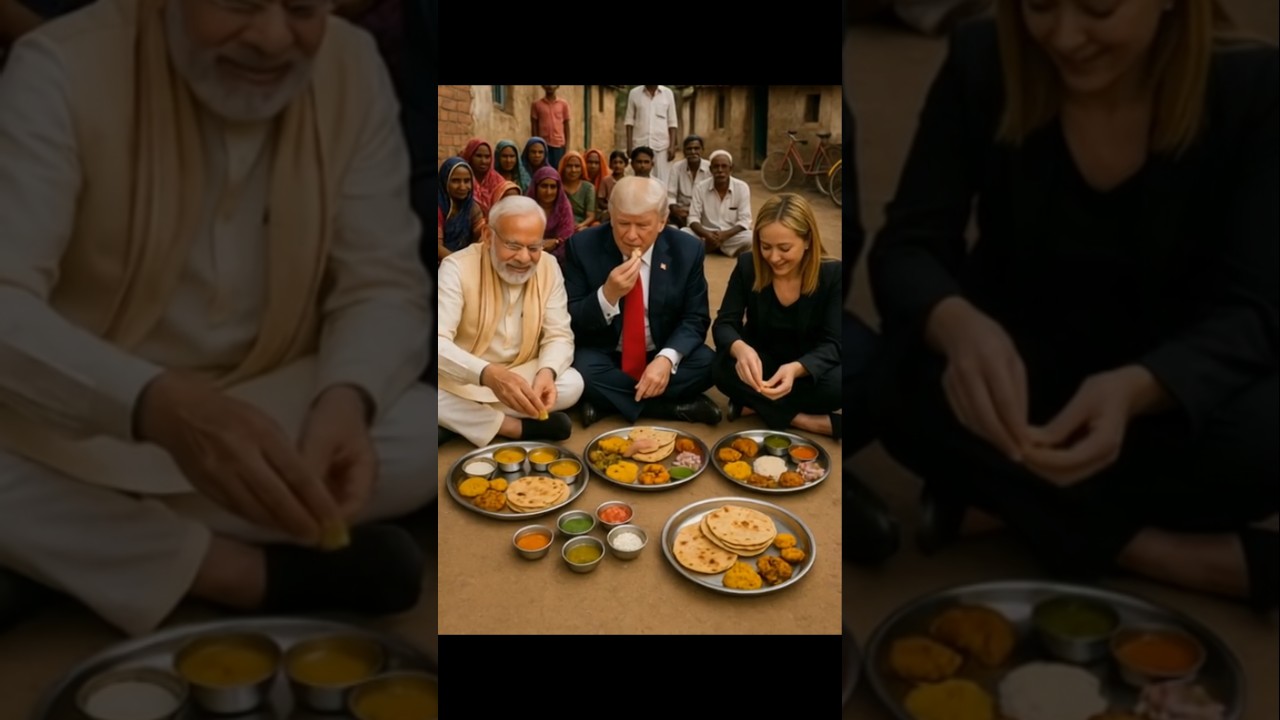 Modi, Meloni & Trump Enjoy Kathiyawadi Thali in Gujarat Village | Traditional Food Feast