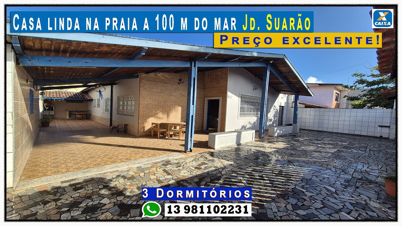 🏠 Casa na praia 100 m do mar Jd Suarão 3 min do centro OPORTUNIDADE!