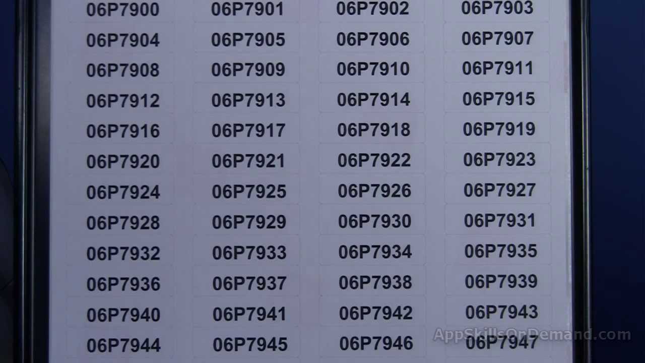 Avery Design Pro Lesson 8 - How to automatically print sequential numbers on labels.