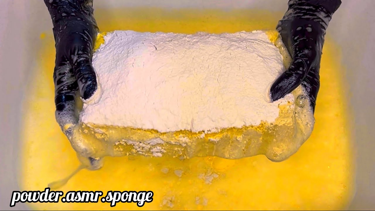 Bleach gel + yellow and pink laundry gel and powder 💛💕 Asmr squeezing sponge