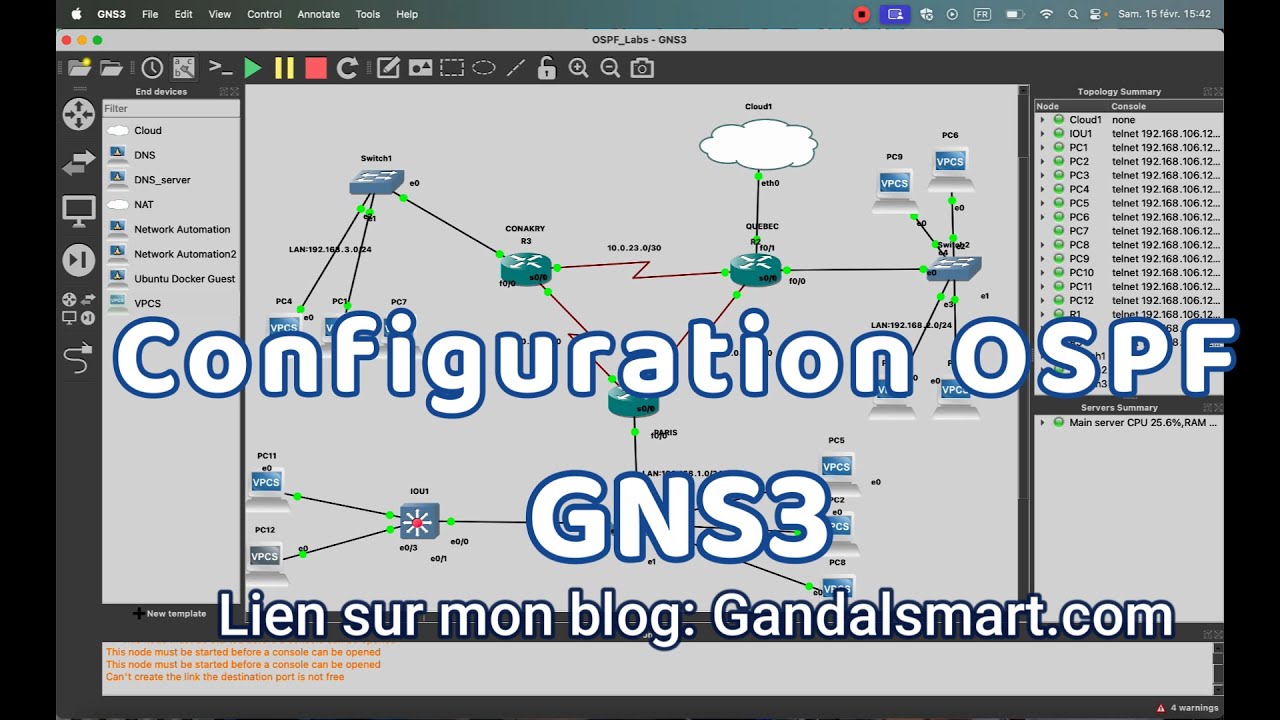 GNS3: Comment configurer le protocole OSPF