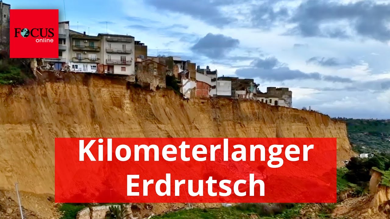 H&auml;user h&auml;ngen am Abgrund: Videos zeigen kilometerlangen Erdrutsch auf Sizilien