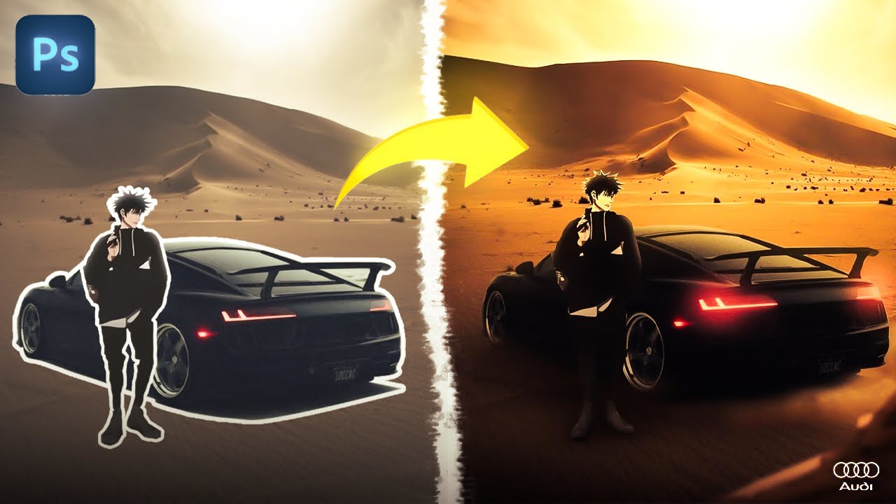 Photoshop photo manipulation (speed art !) , anime x cars [photoshop]