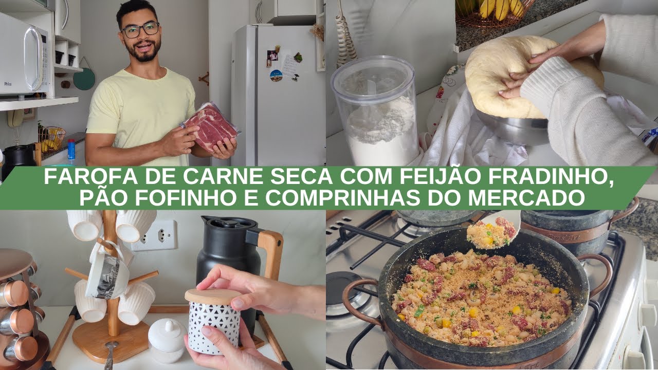 Vlog: receita de farofa, massa de pão transbordou e comprinhas de mercado