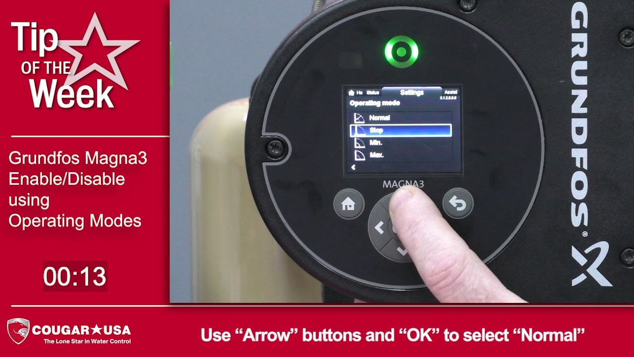 Enable & Disable Grundfos Magna3 Pump using Operating Mode - Cougar USA Tip of the Week