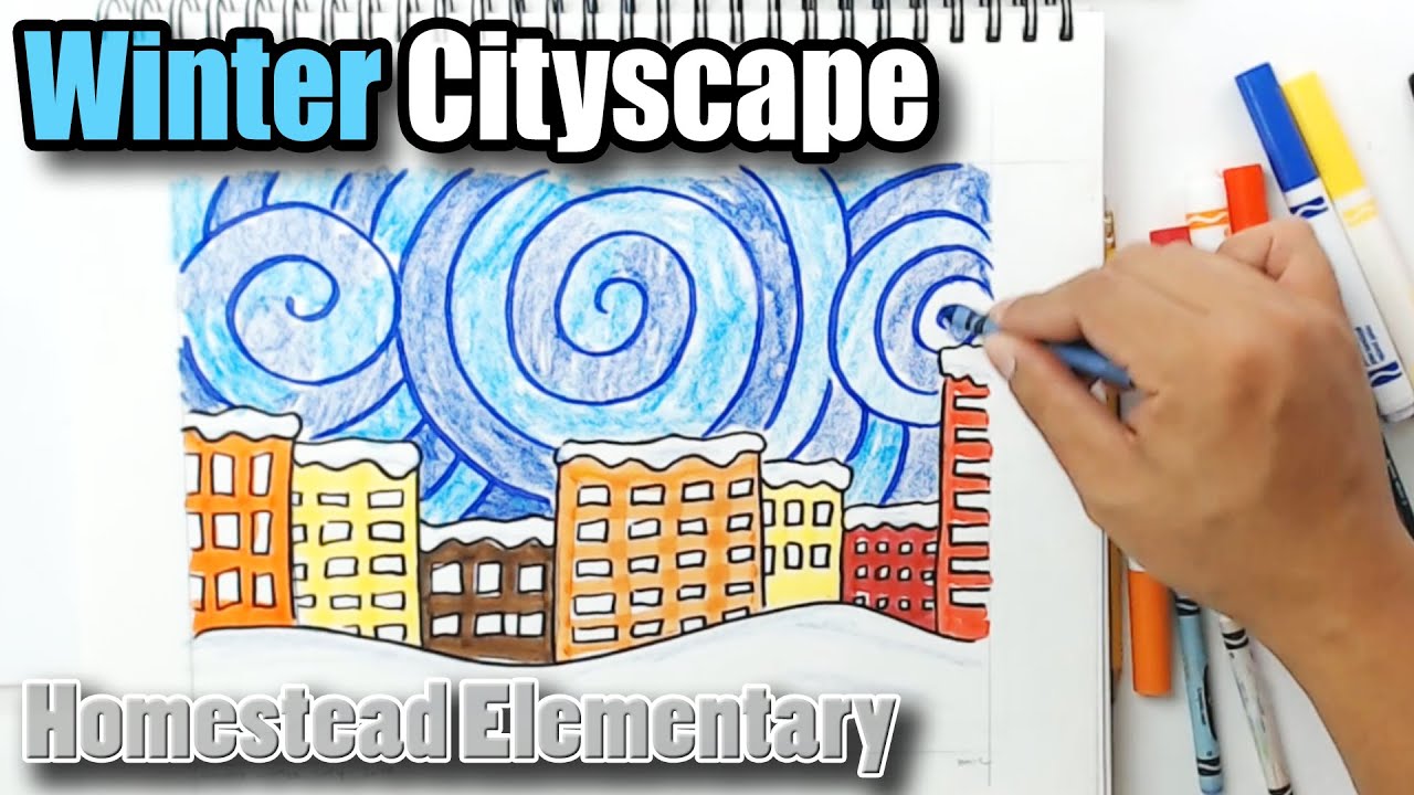 🎨 How to Draw a Winter Cityscape