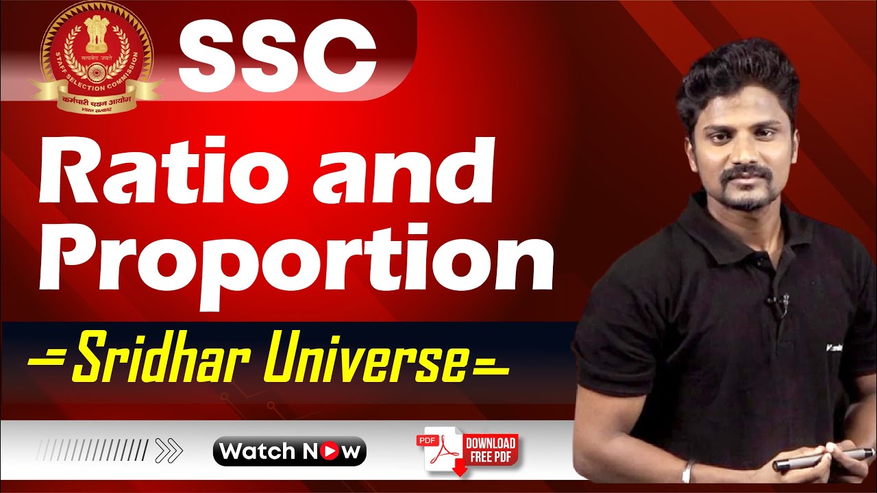 RATIO & PROPORTION -Tricks & Concept, Best ways to Solve, Maths by Sridhar | SSC Exam | Veranda Race