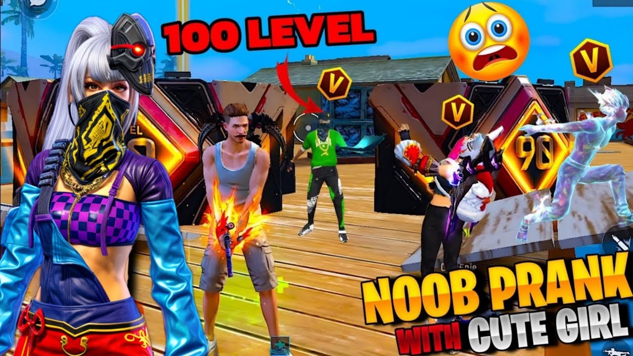 Noob Prank With Rich Girl 😤 लड़की ने Dikhaya Attitude 😈 साथमे V badge Youtuber 😱 Garena free fire