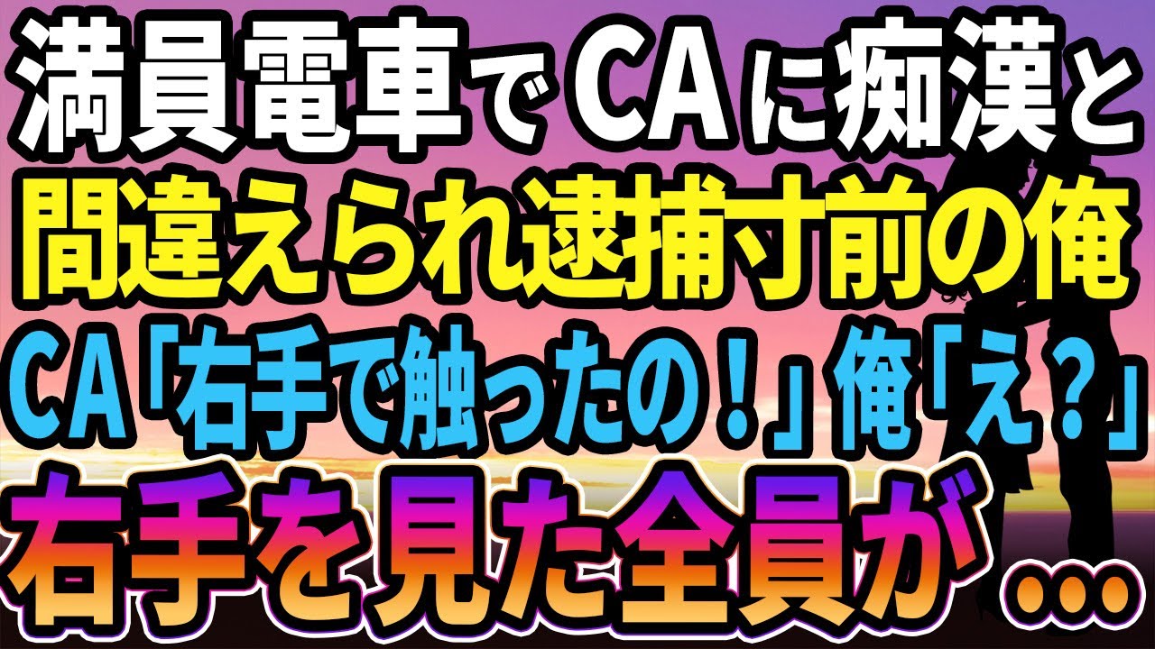 【感動する話】美人CAに満員電車で痴漢と勘違いされ逮捕寸前の俺、CA「右手で私を触ったの！」全員が俺の右手を見ると...【いい話・朗読・泣ける話】
