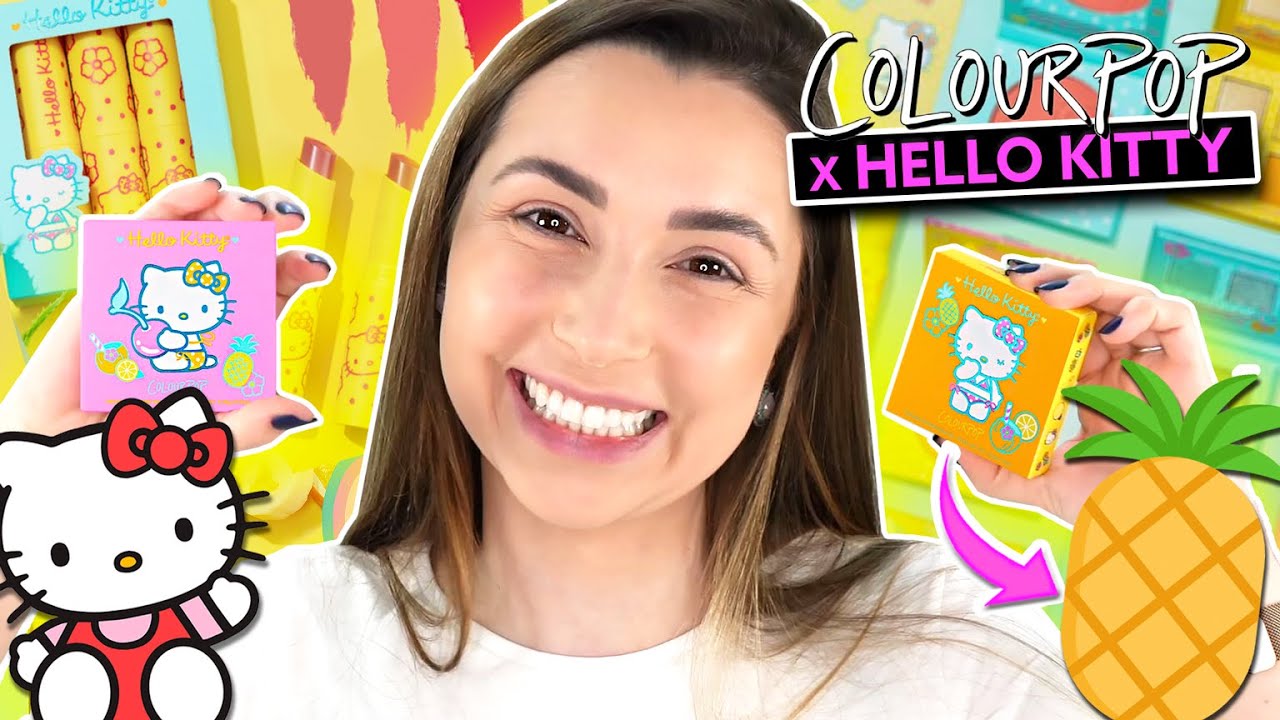 TESTANDO A NOVA COLEÇÃO DE MAKES DA HELLO KITTY COM COLOURPOP - MTO FOFO!