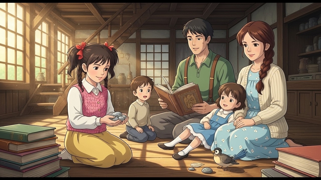 Rainy Day in a Cozy Ghibli 🌧️ | Family ASMR Ambience | Relaxing Studio Ghibli Inspired Rain Sounds