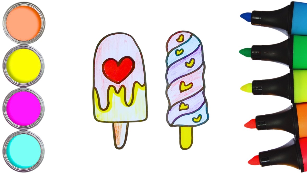 How To Draw cute ice cream Drawing, Painting & Coloring For Kids and Toddlers_ Child Art 🍦🌈🎨