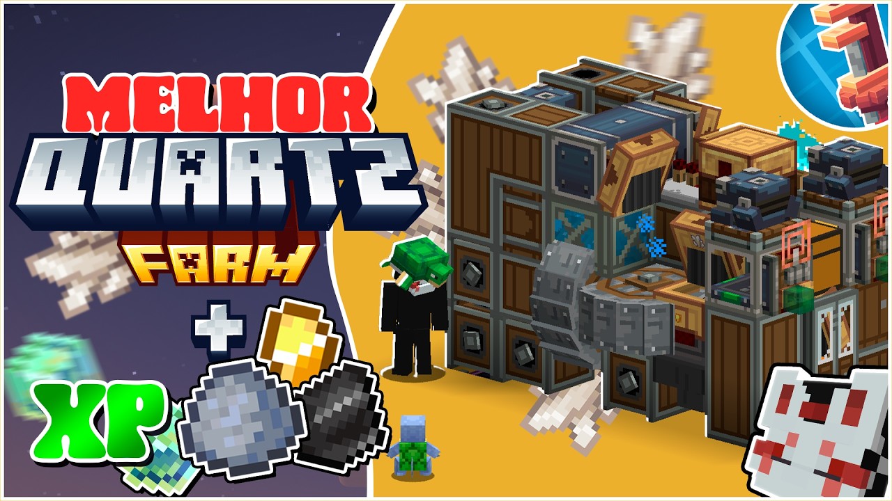 Farm de Quartzo que me dá XP INFINITO + Ouro, Árgila e Flint - Minecraft Mundo Eterno Create