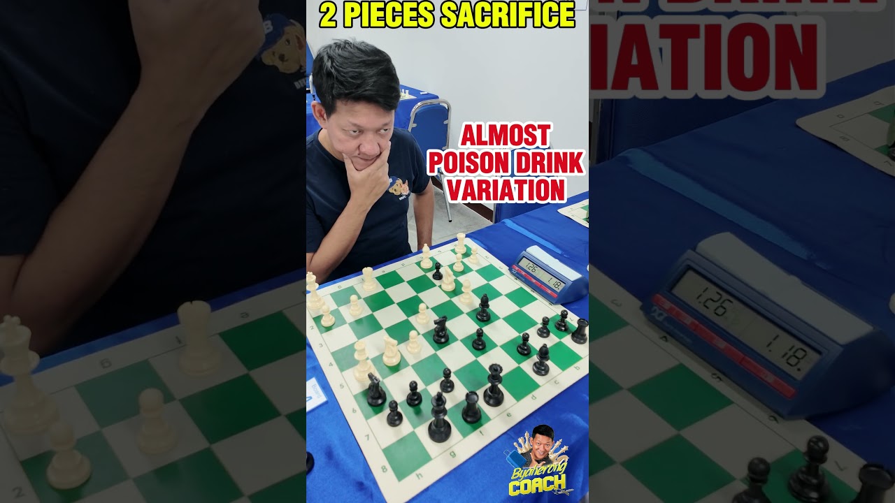 Poison Drink Sacrifice in the Opening! GLADE Variation!  #chess #chessgrandmaster #biyaherongcoach