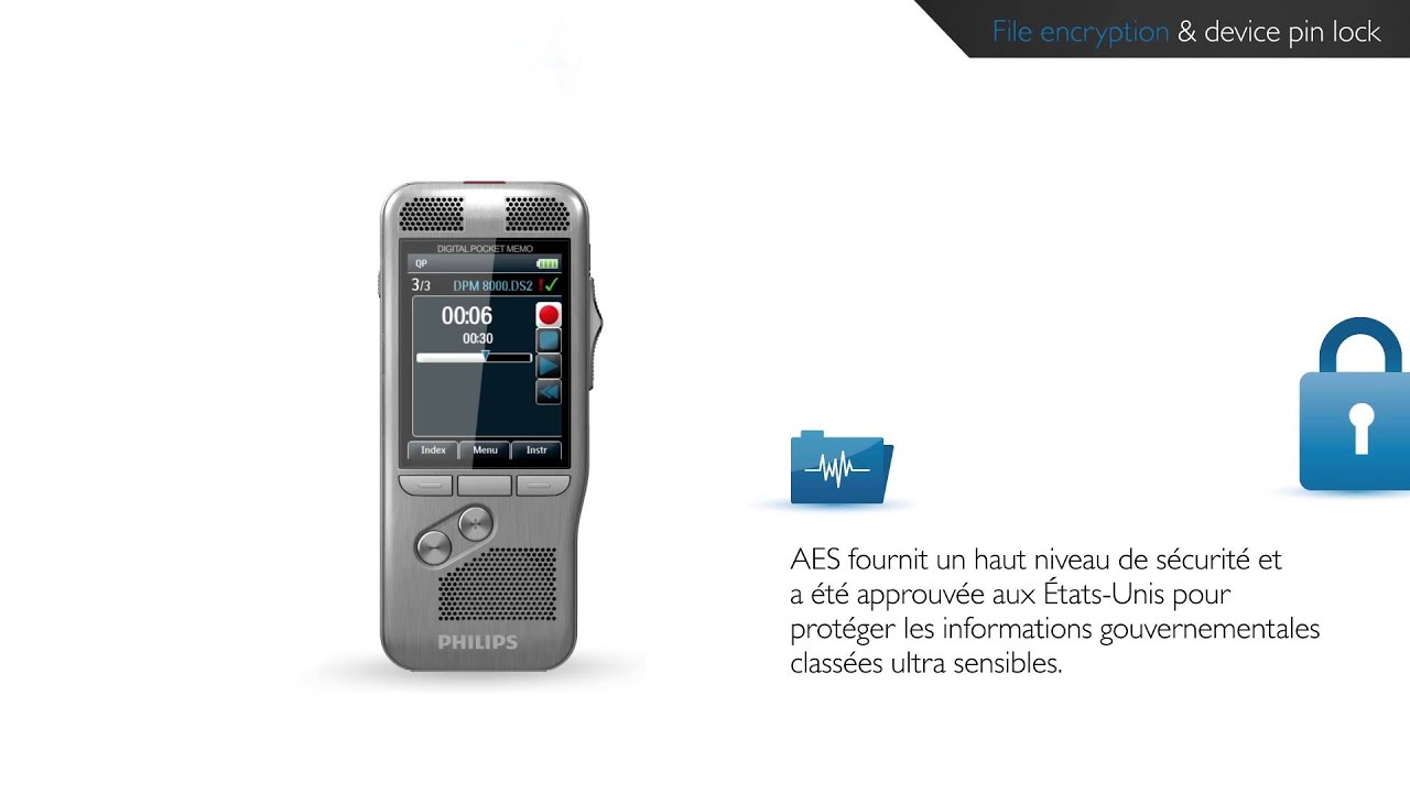 Philips Digital Pocket Memo - Niveau de s&eacute;curit&eacute; &eacute;lev&eacute; des donn&eacute;es