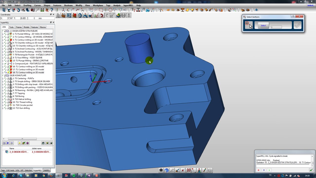 HyperMILL   2D Contour milling on 3D model   YouTube