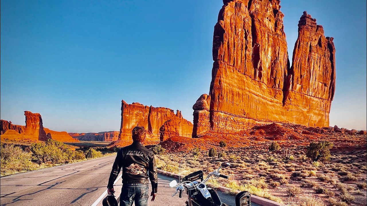 Arches National Park on a Harley Davidson