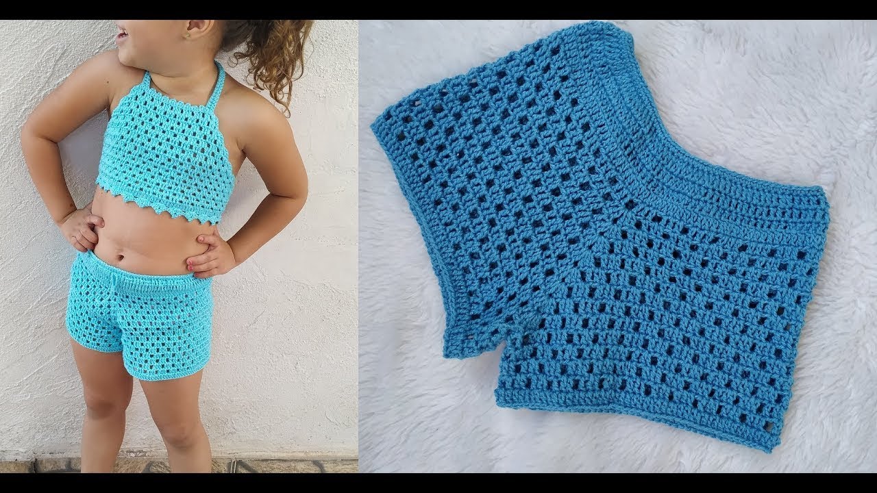 Short de Croche Infantil - Conjunto - Profª Fernanda Reis