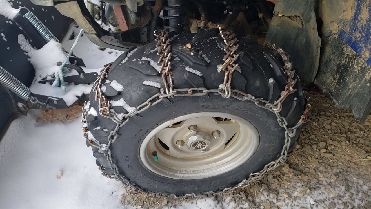 Snow Chains, tire chains ATV tire chains that NEVER come off.  By Hank the Northern Cow Dog