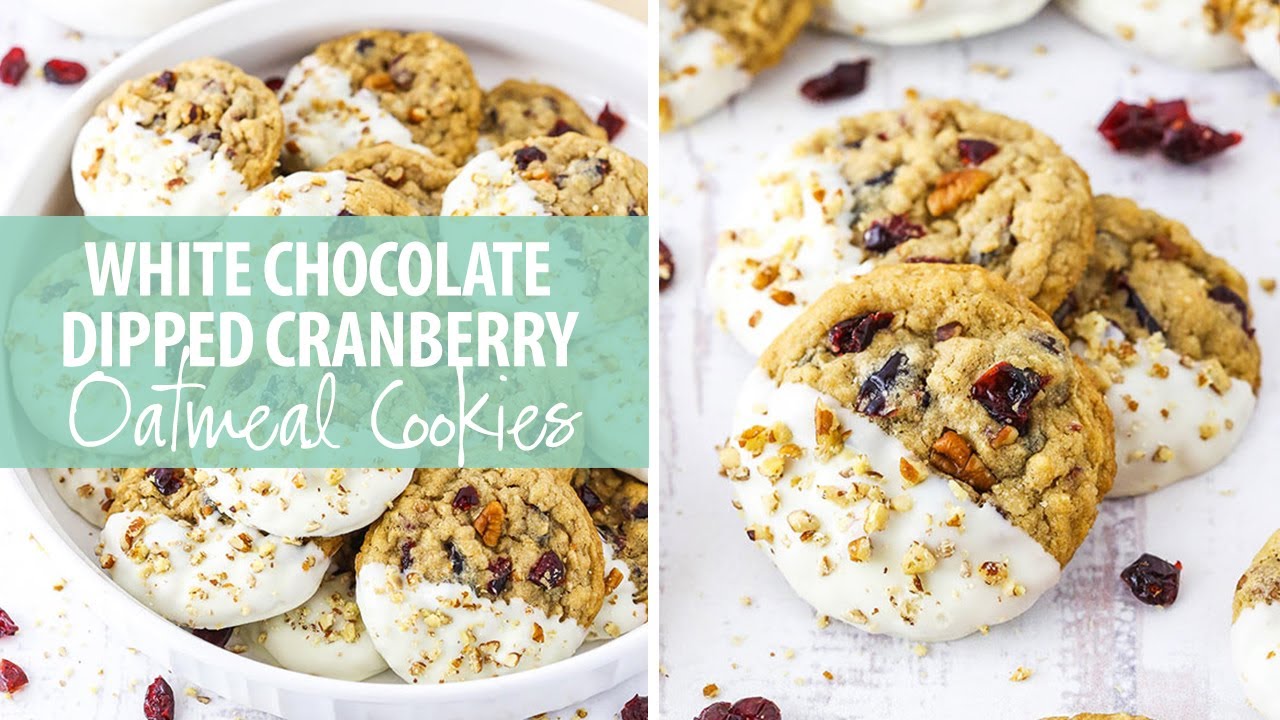 White Chocolate Dipped Cranberry Oatmeal Cookies