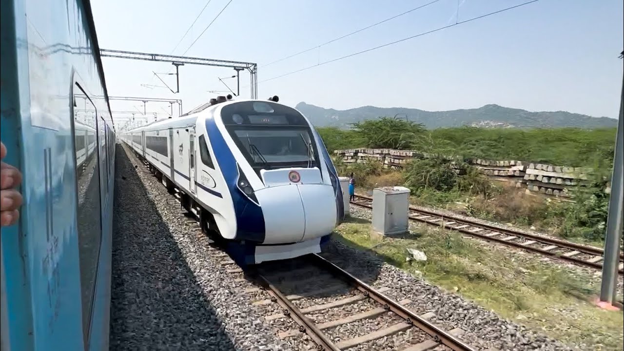 22 Trains crossing Ajmer Shatabdi Express - Full Journey ft. 4 Vande Bharat, Rajdhani, Double Decker