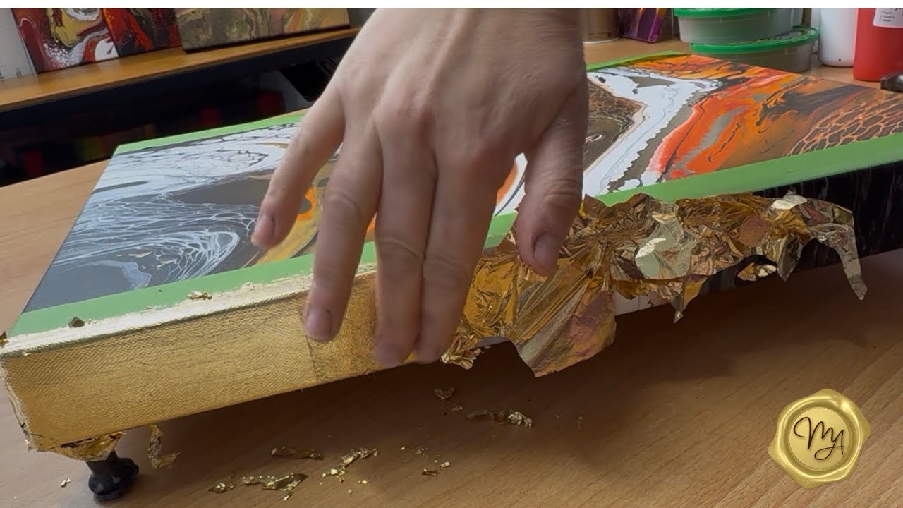Gold Leaf 💛 & Silver Leaf 🩶 sides on Canvas ✨ Step-by-Step Art Tutorial by MarjoleinART