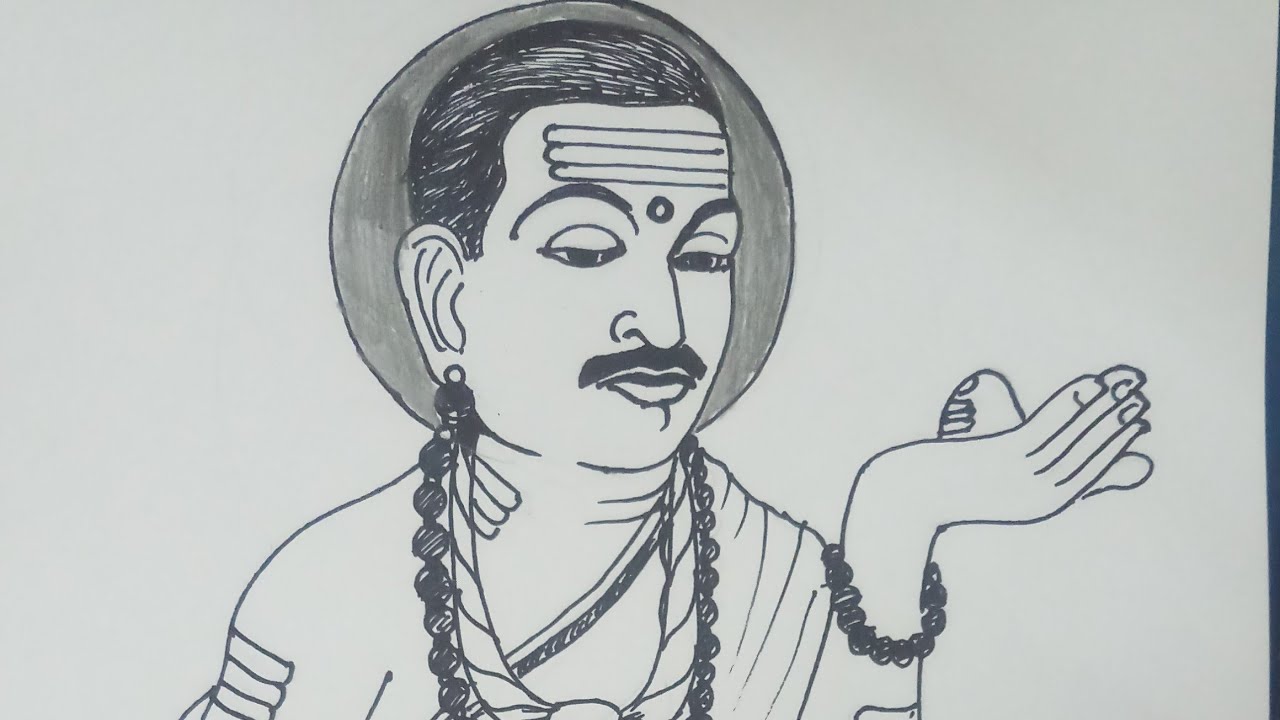 ವಿಶ್ವಗುರು ಬಸವಣ್ಣನವರ ರೇಖಾ ಚಿತ್ರ |Basavanna outline drawing for beginners |