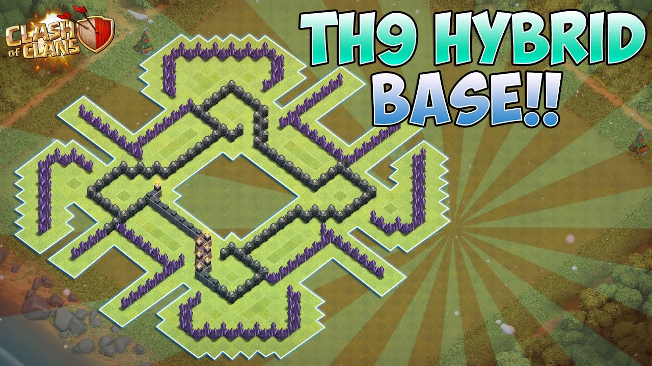 Town Hall 9 | BEST BASE DESIGN!! | Th9 HYBRID Base | Pushing + farming!!