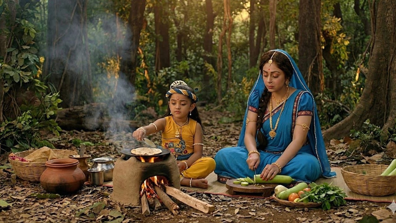गोकुल के जंगल में बाल कृष्ण ने बनाया स्वादिष्ट भोजन | यशोमती मईया के नंदलाला | Krishan Leela
