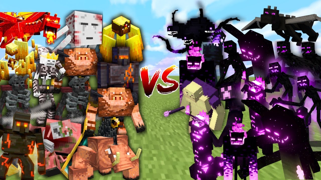 NETHER BOSSES vs END BOSSES in Minecraft Mob Battle