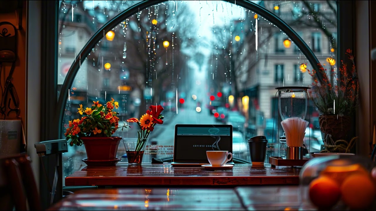 🎧Bossa Nova Cafe Jazz Paris Rain Cafe Piano Bossa Nova 4H | 일과 공부를 위한 카페 음악 Relaxing Work,Study