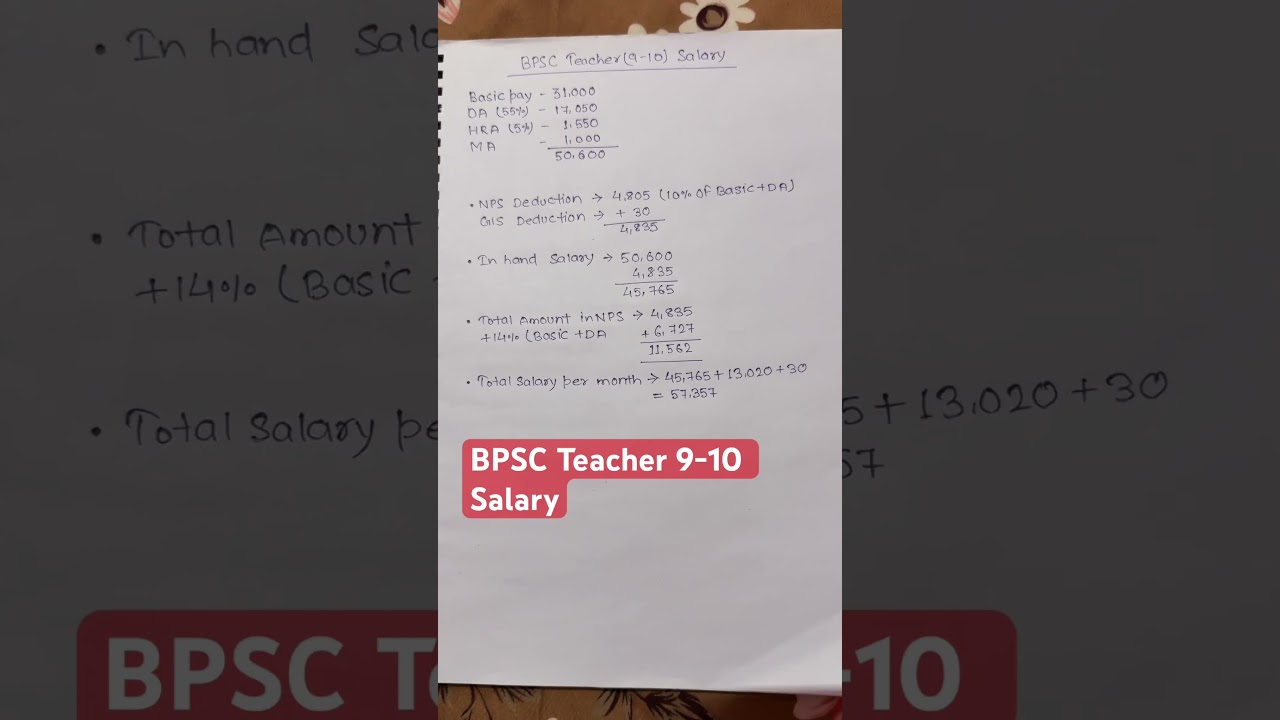BPSC Teacher 9-10 Salary #bpsc #salary #bpscteacher #bpscexam #bpsctre4