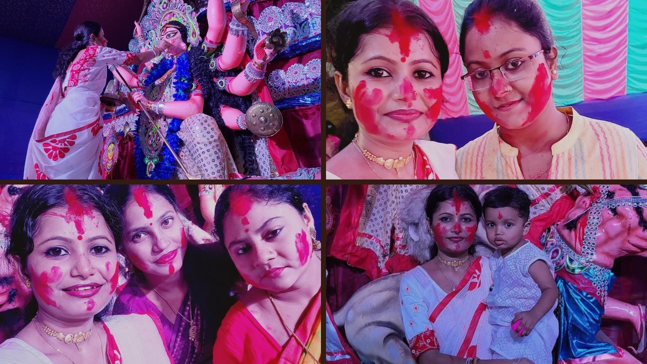 বিজয় দশমীর প্রীতি ও শুভেচ্ছা সবাইকে। দশমীর ঠাকুর বরণ, সিঁদুরখেলা আর আমাদের নাচ ! 💃
