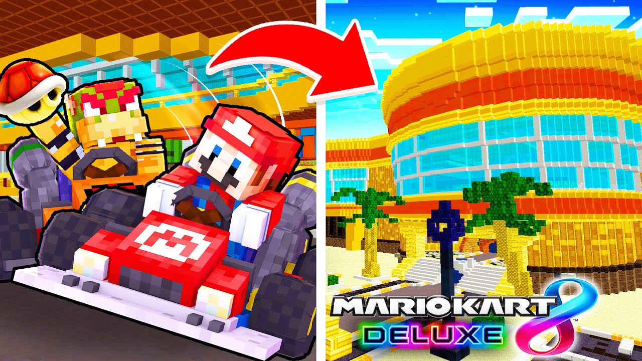 We Played Mario Kart Coconut Mall In Minecraft!