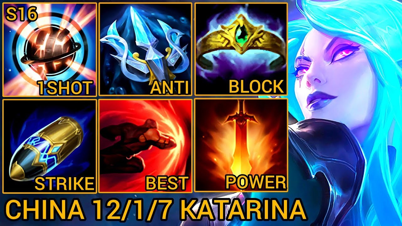 Country Top 10 Katarina Quadrakills 12/1/7 MVP - China Server Wild Rift High Elo Tier Builds & Runes