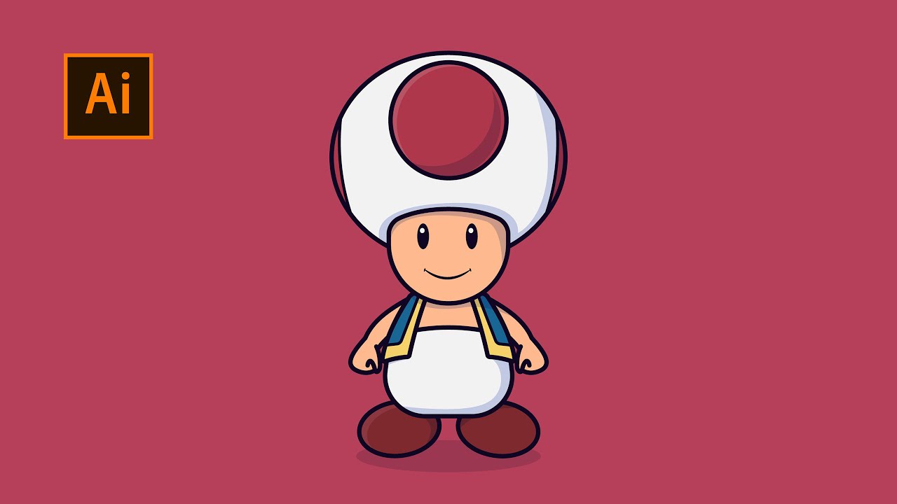 Adobe Illustrator Tutorial - Toad from Super Mario Bros