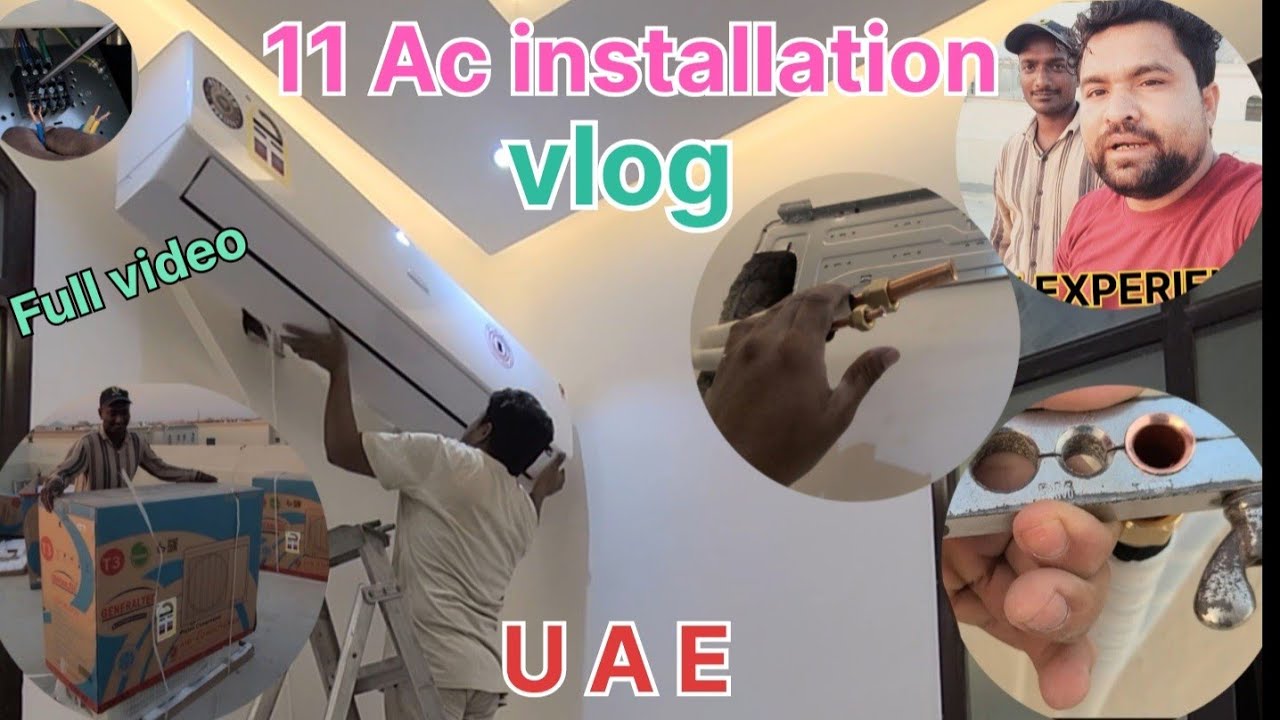 11 Ac installation in Dubai Rak // Full vlog long video // Pura system 👌