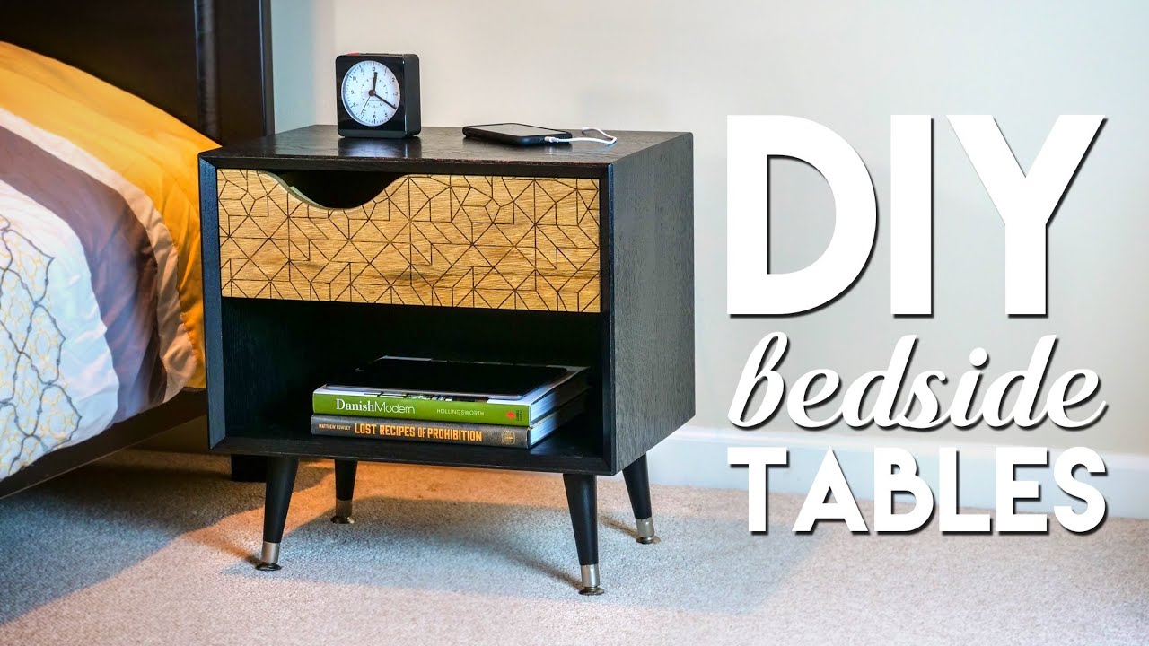 DIY Mid-Century Modern Bedside Table / Nightstand with Ebonized Oak | How To Build - Woodworking