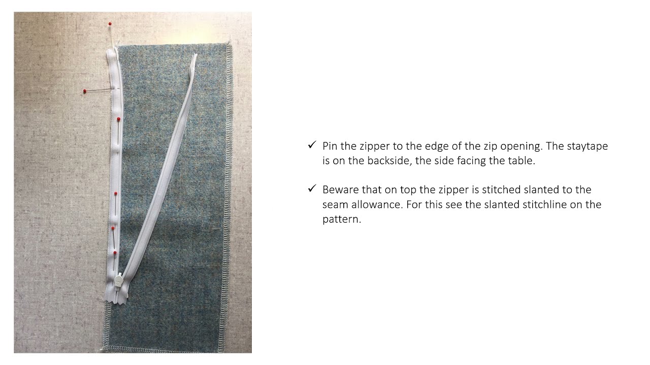 Sewing the sample of the invisible zip for the CT Top (19-3-21)