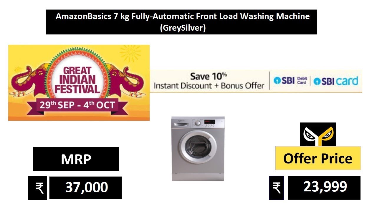 AmazonBasics 7 kg Fully-Automatic Front Load Washing Machine (GreySilver)