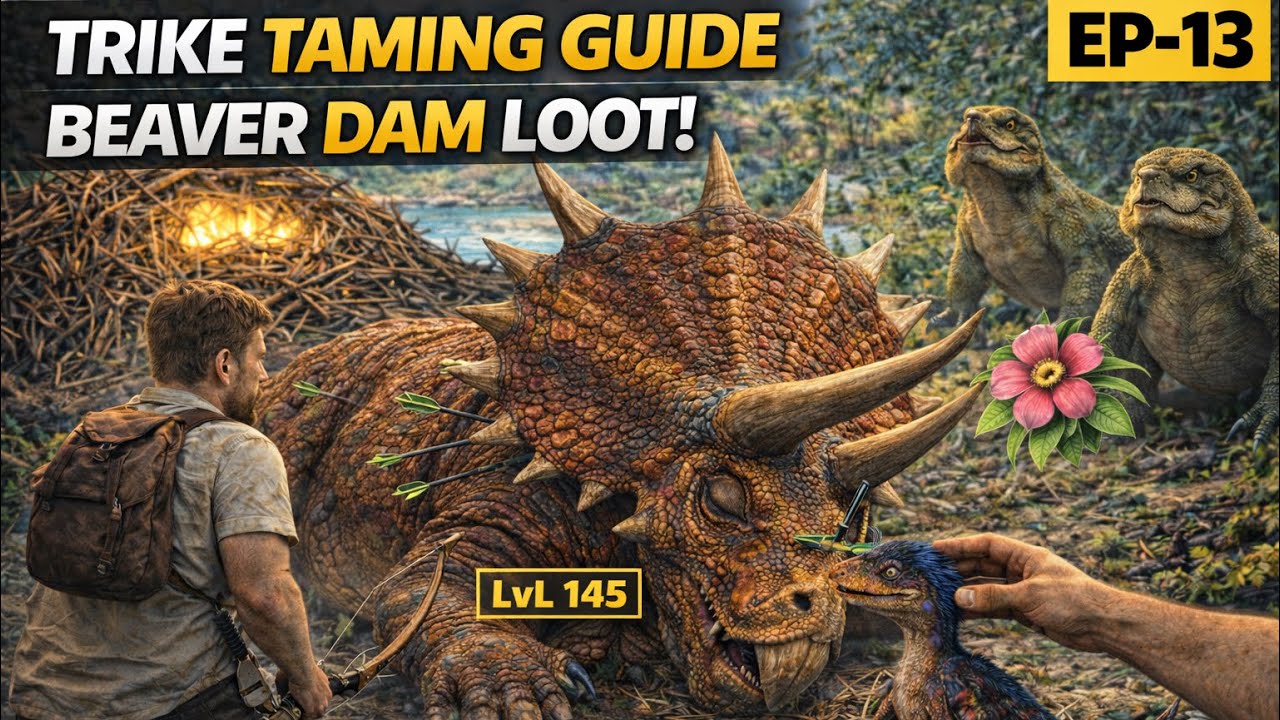 Trike Taming Guide + Beaver Dam Loot! | ARK survival Ascended | Ep 13
