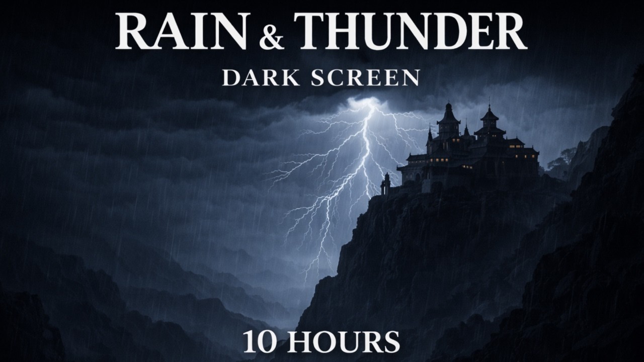 Heavy Rain + Distant Thunder | Deep Sleep | Dark Screen | 10 Hours