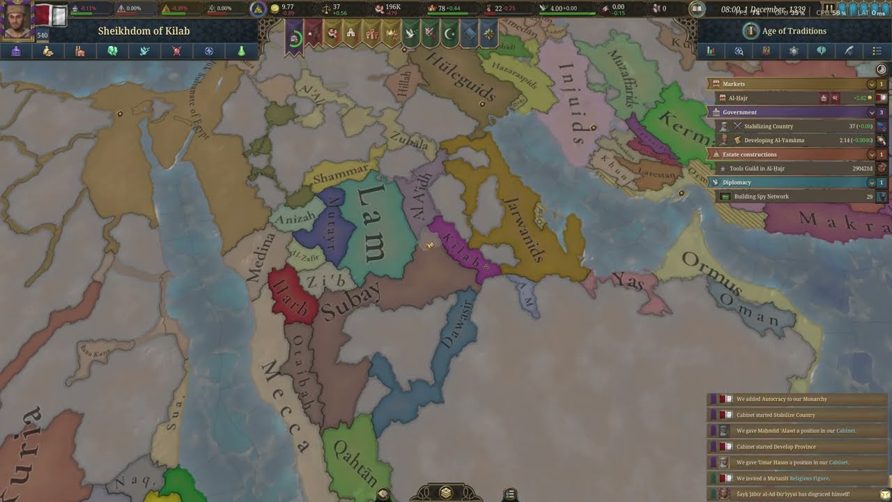 Europa Universalis V Gameplay | Arabia | The Sheikhdom of Kilab