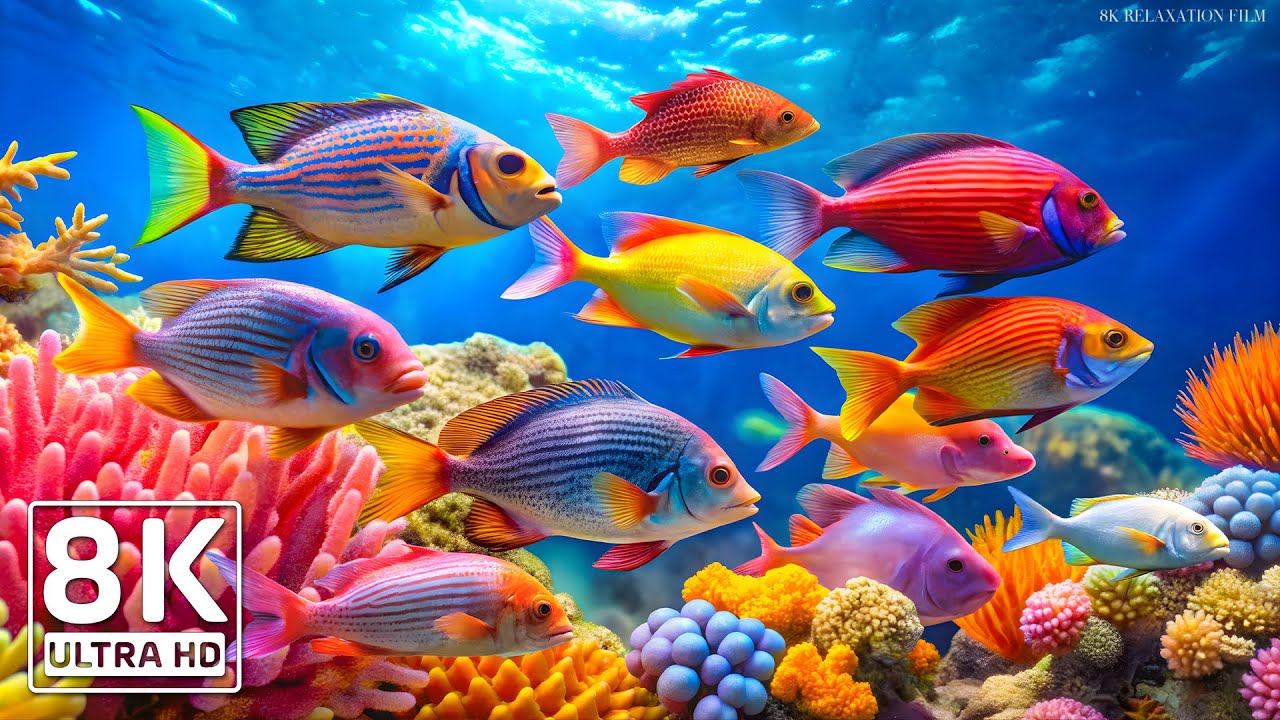 AQUARIUM 8K UHD - Beautiful Fish Swimming & Colorful Sea Life 🐳 Relaxing Music of the Blue Ocean #10