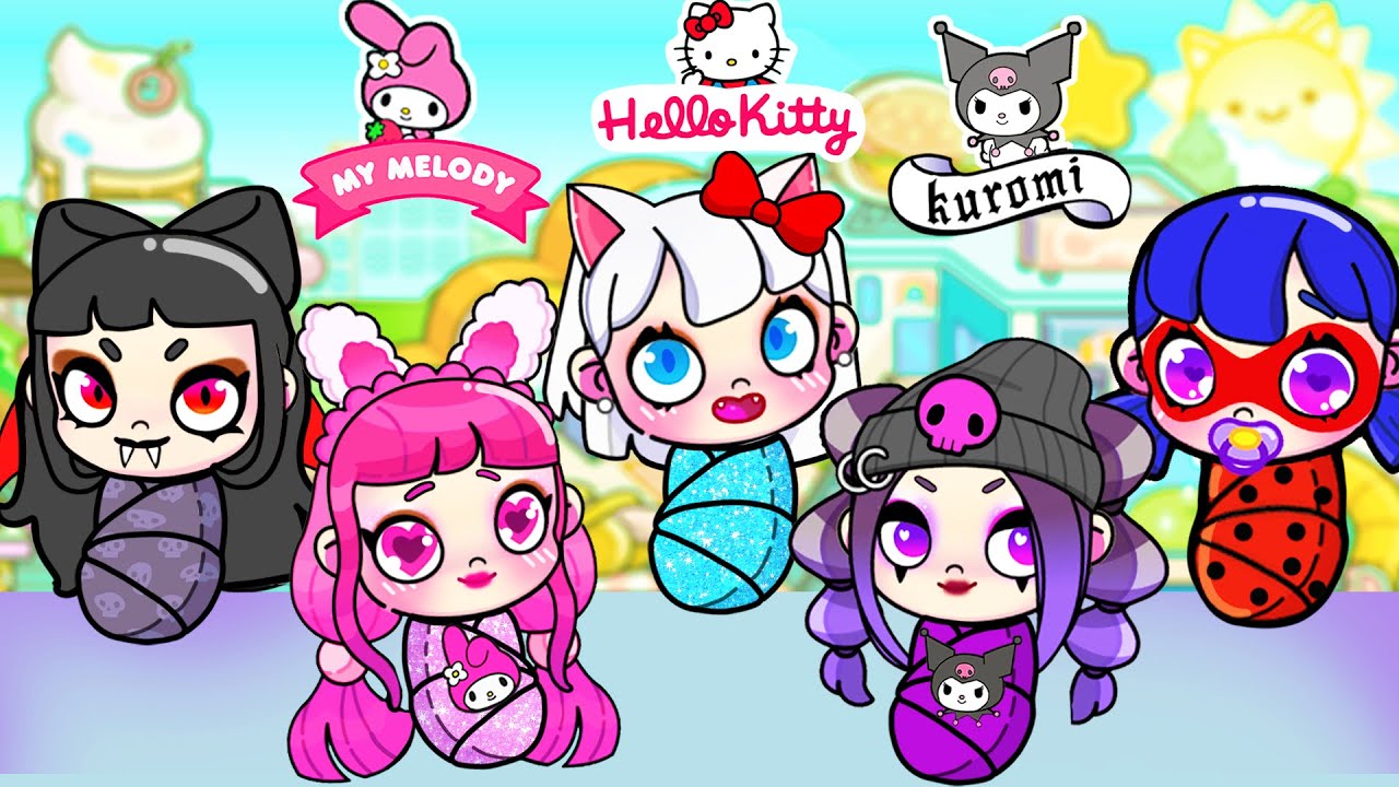 Kembar Lima Terpisah Saat Lahir: MELODY, KUROMI, BARBIE, dan KITTY | Toca Life Story | Toca Boca